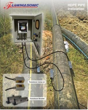 Instalasi flowmeter Flowmasonic WUF 620 CF pipa HDPE