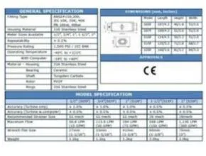 Flange Connection Turbine Flow Meters Specification