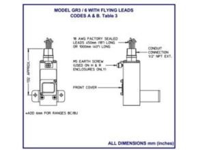Dimensions Delta mobrey GR3 GR6 WITH FLYING LEADS